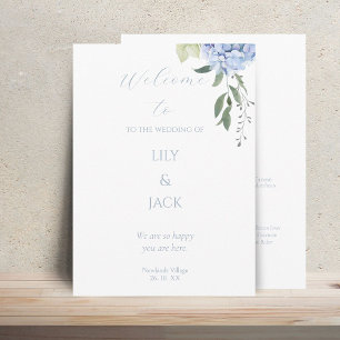 Blue & White Floral Hydrangea Wedding Program