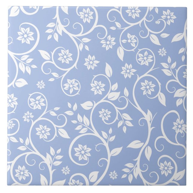 blue &white floral pattern  ceramic tile (Front)