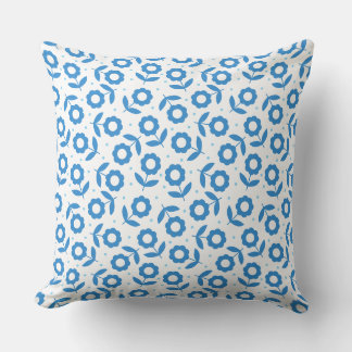 Blue White Floral Pattern Design Blue Flowers Cushion