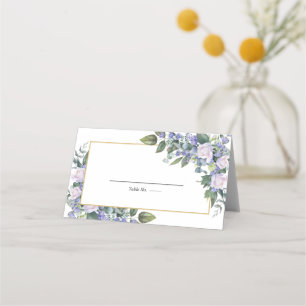 Blue White Floral  Place Card
