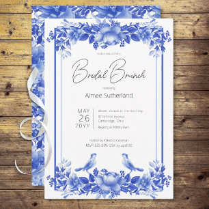 Blue & White Floral Porcelain Bridal Brunch Invitation