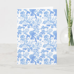 Blue White Floral Roses French Chinoiserie Pattern Card
