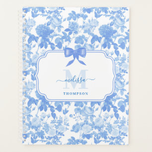 Blue White Floral Roses French Chinoiserie Pattern Planner