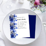 Blue white floral script budget wedding program<br><div class="desc">A white background,  decorated with blue and white flowers.  Personalise and add your names and the details.  
Back: blue background. 

1 sheet = 1 program printed edge to edge.</div>