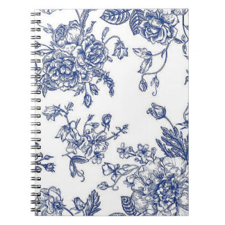 Blue & White Floral Spiral Photo Notebook