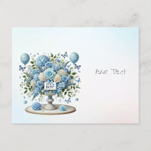 Blue White Floral Vase Postcard