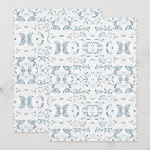 Blue White Floral Wallpaper – Vintage Pattern Save The Date