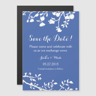 Blue White Flower Save The Date Magnet
