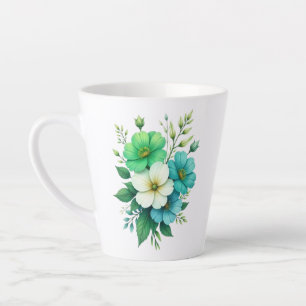 Blue White Flowers Bouquet-57453 Latte Mug