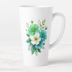 Blue White Flowers Bouquet-57453 Latte Mug