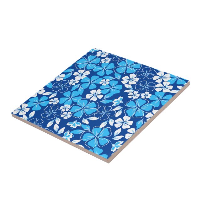 Blue & white flowers ceramic tile (Side)