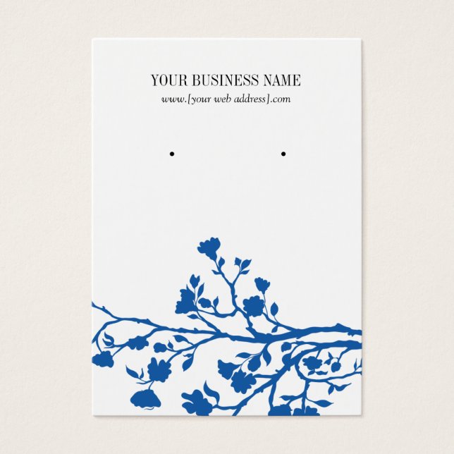 Blue White Flowers Custom Earring Card (Front)