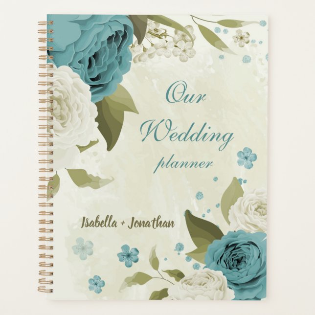 blue white flowers greenery wedding planner (Front)