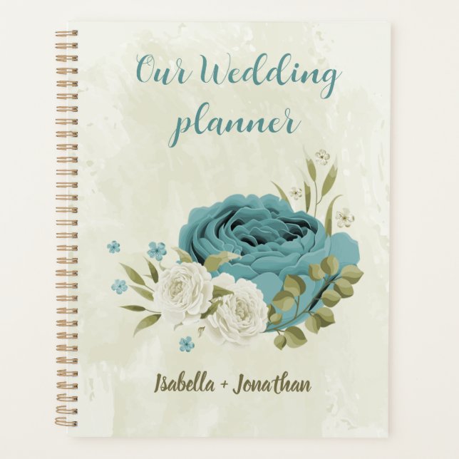 blue white flowers greenery wedding planner (Front)