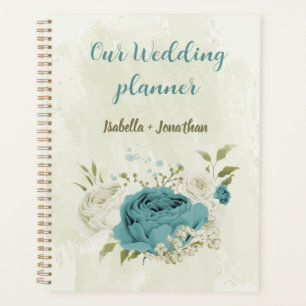 blue white flowers greenery wedding planner
