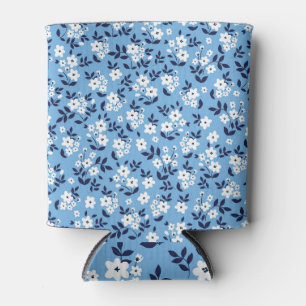 Blue, White Flowers: Vintage Can Cooler