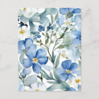 Blue White Flowers Watercolor Chic