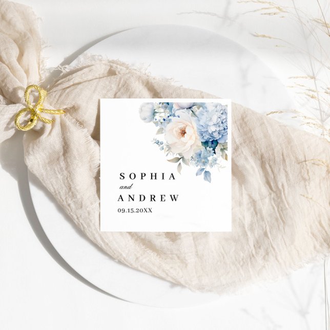 Blue & White Flowers Wedding Napkins (Creator Uploaded)