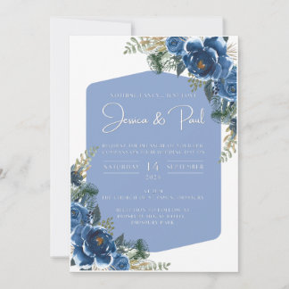 Blue & White Foral Wedding Invitation