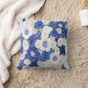 Blue White Fowers Elegant Girly Cushion