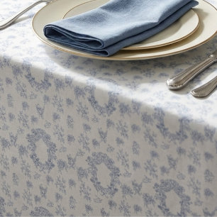 Blue White French Toile Pattern Tablecloth