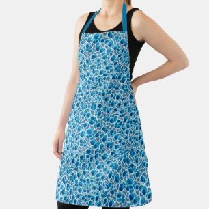Blue & White Frosty Fantasy Abstract Ice Mosaic Apron