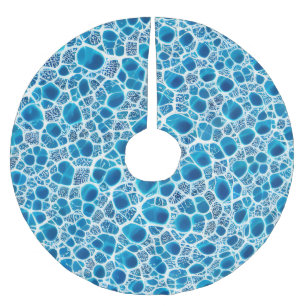Blue & White Frosty Fantasy Abstract Ice Mosaic Brushed Polyester Tree Skirt