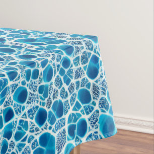 Blue & White Frosty Fantasy Abstract Ice Mosaic Tablecloth