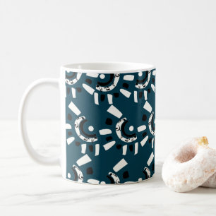 Blue White Geometric Abstract  Coffee Mug