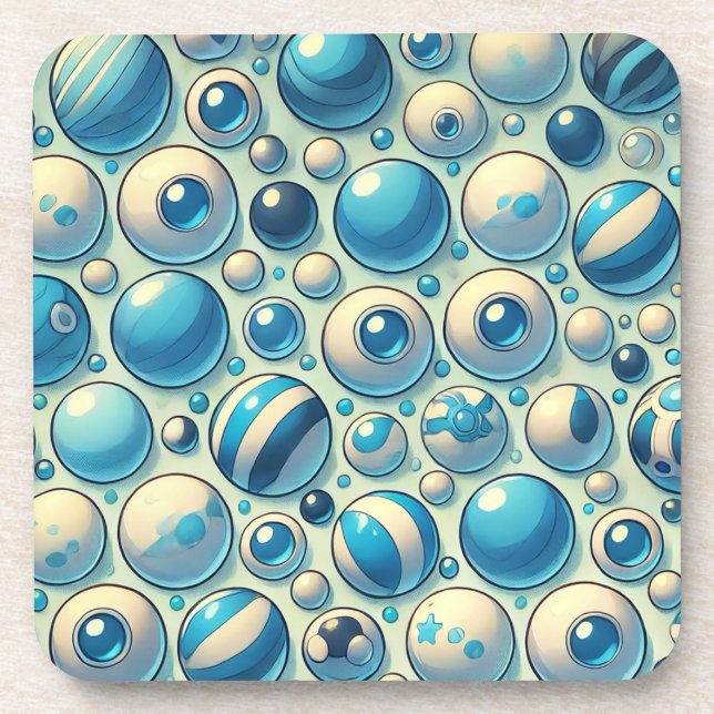 🔵 Blue White Geometric Modern Home Decor⚪ Coaster (Front)