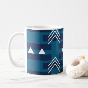 Blue White Geometric Pattern Coffee Mug