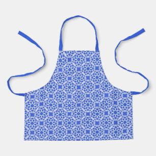 Blue White Geometric Seamless Pattern Apron