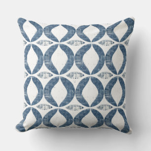 Blue & White Geometric Throw Pillow