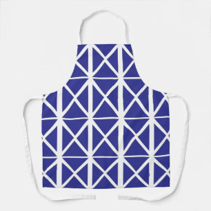 Blue White Geometric Triangle Pattern      Apron