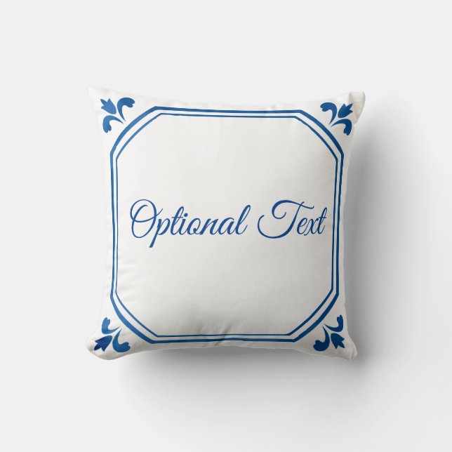 Blue & White Geometry & Flowers  Cushion (Front)