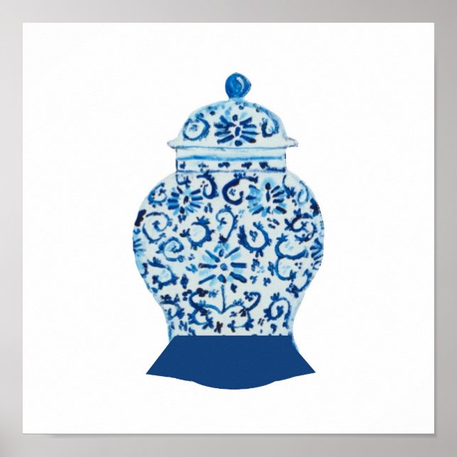 Blue White Ginger Jar Art Print poster (Front)