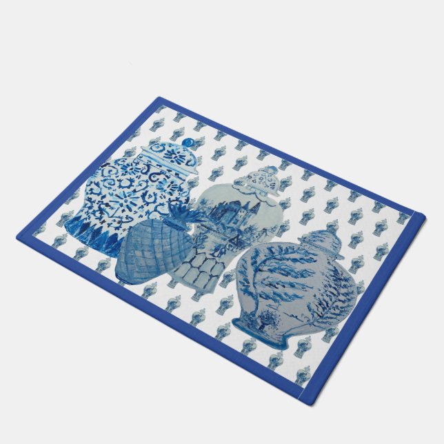 Blue & White Ginger Jars Doormat (Angled)