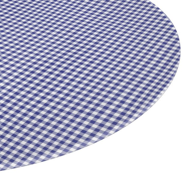 Blue-White Gingham-12in ROUND CUTTING BOARD (Corner)