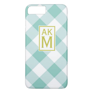 Blue & White Gingham Monogram iPhone 7 Plus Case