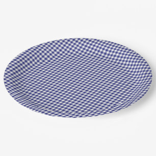Blue-White Gingham-PAPER PARTY PLATES