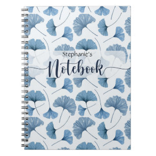 Blue & White Gingko plant Spiral Photo Notebook