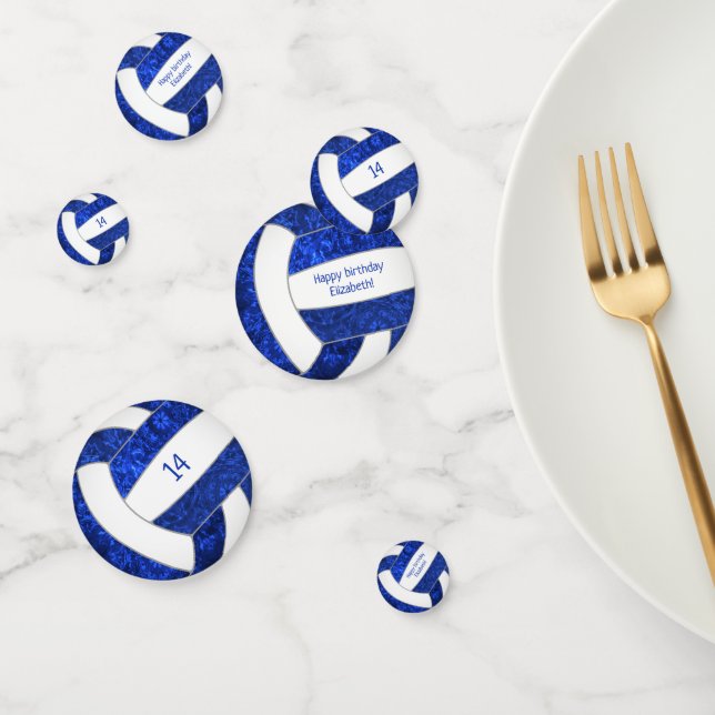 blue white girly volleyball birthday party confetti (Group)