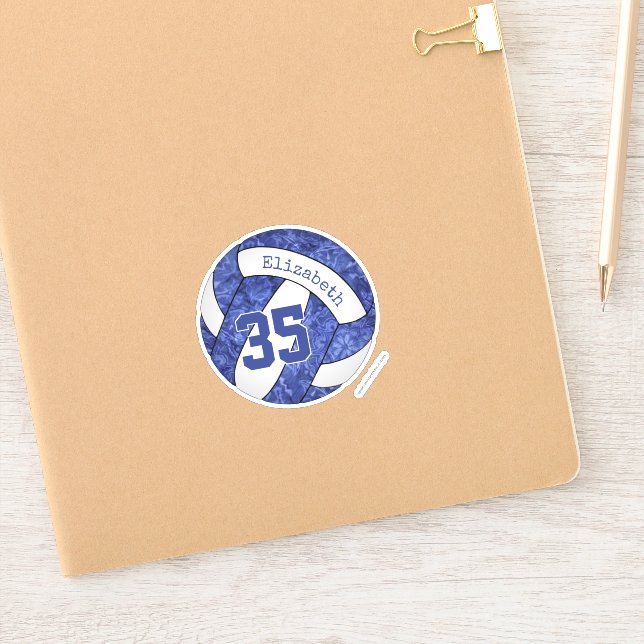 blue white girly volleyball school team colours (Notebook)