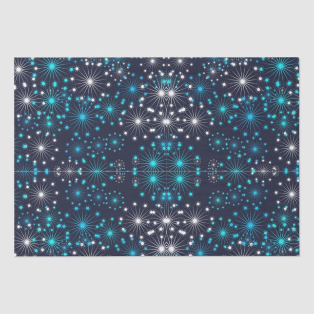Blue & White Glitter Snowflakes  Tissue Paper (Front)