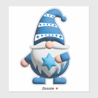 Blue White Gnome holding Star of David