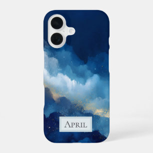 Blue, White & Gold Abstract iPhone 16 Case