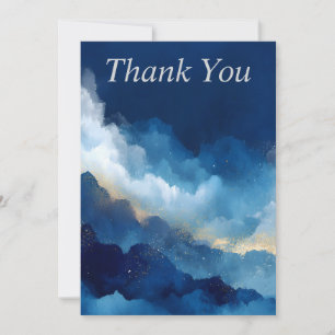 Blue, White & Gold Abstract Thank You Card