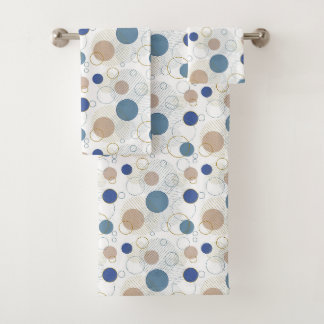 Blue white gold beach bathroom coastal bath towel set