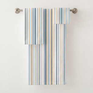 Blue white gold beach bathroom coastal bath towel set