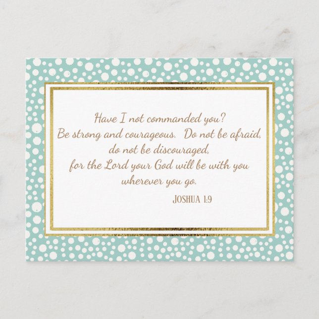 Blue White Gold Christian Bible Verse Postcard (Front)